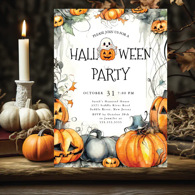 Spooky Jack O'Lantern Halloween Invitation | Zazzle