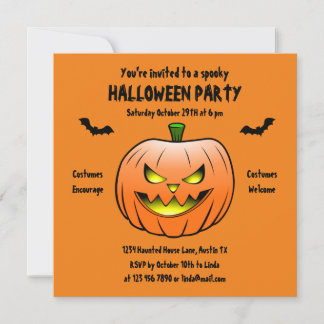Spooky Jack O'lantern Halloween Invitation