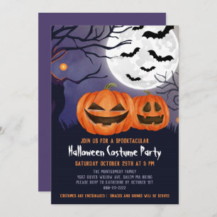 Spooky Jack O'Lantern Halloween Kids Costume Party Invitation
