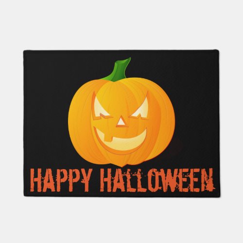 Spooky Jack OLantern Happy Halloween Doormat