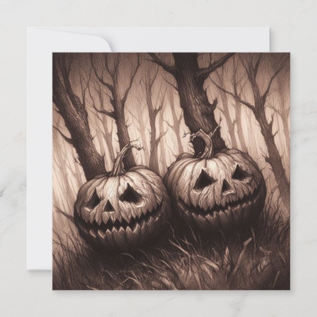 Spooky Jack O'Lanterns Halloween Horror Card (Front)