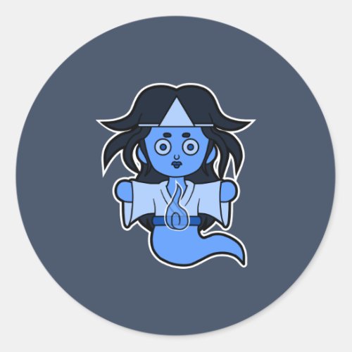 Spooky Japanese Ghost Classic Round Sticker