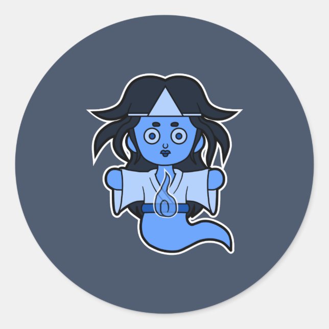Spooky Japanese Ghost Classic Round Sticker (Front)