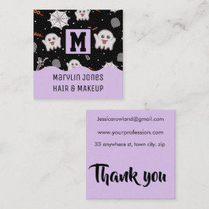 SPOOKY KAWAAI HALLOWEEN GHOSTS SQUARE BUSINESS CARD