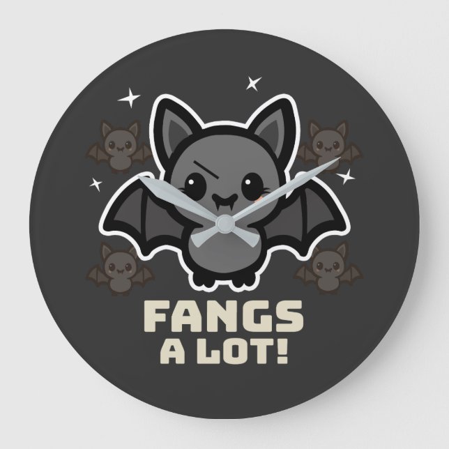 Spooky Kawaii Bat Halloween Large Clock (Front)