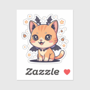Spooky Kawaii Cat – Cute Mummy or Bat Costume  Sticker