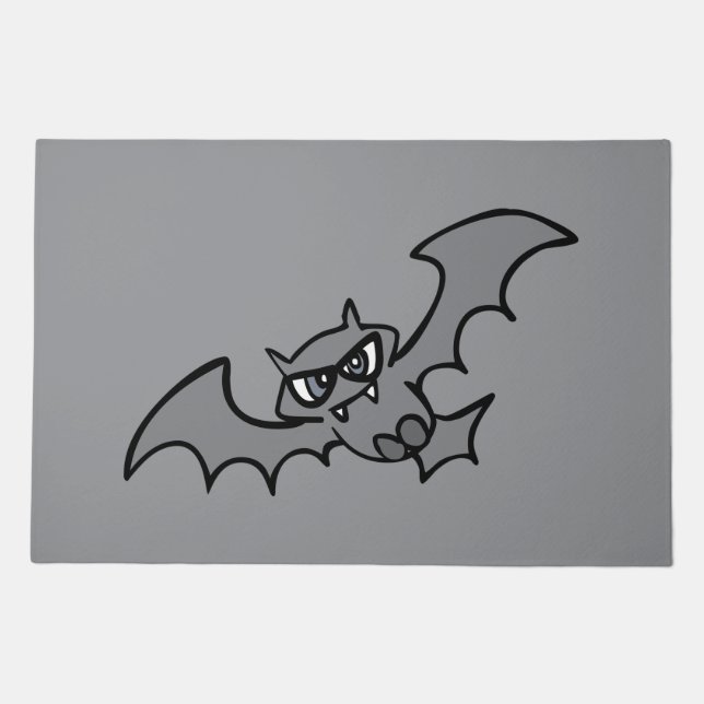 Spooky Kawaii Evil Vampire Bat Doormat (Front)