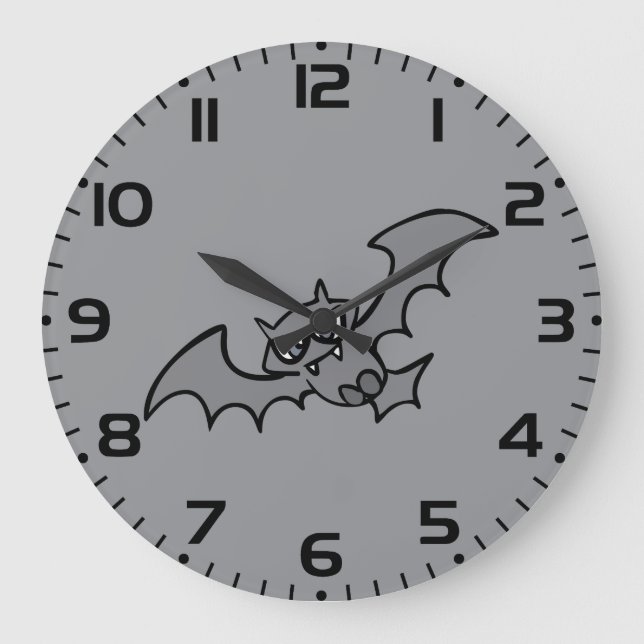 Spooky Kawaii Evil Vampire Bat Large Clock (Front)