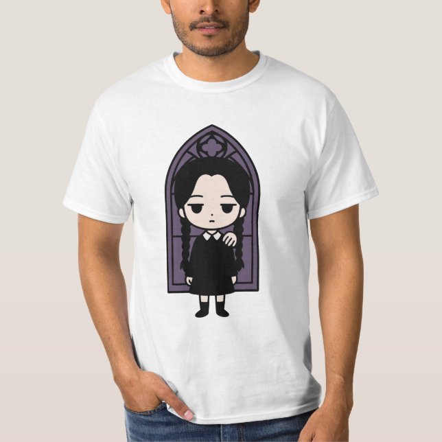 Spooky Kawaii Goth Girl | Dark Academia Sticker  T-Shirt (Front)