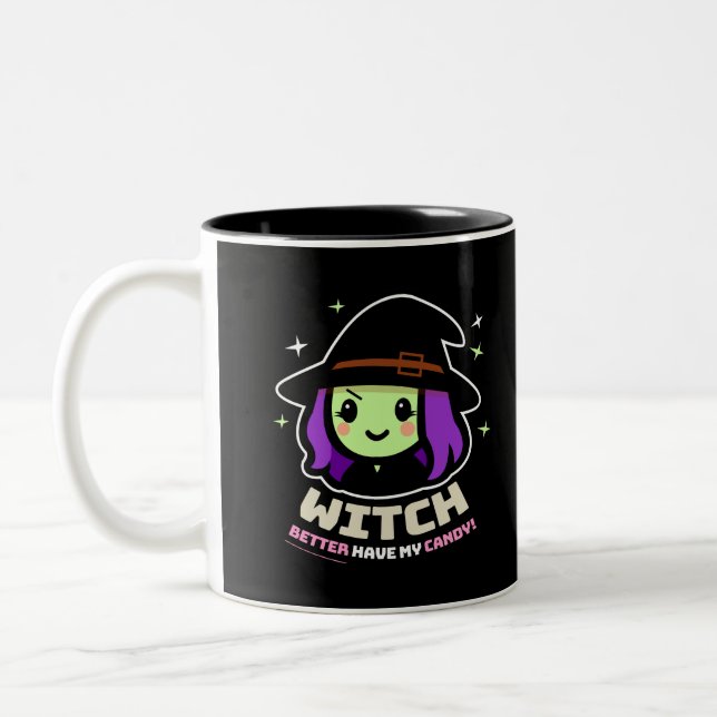 Spooky Kawaii Witch Halloween Coffee Mug (Left)