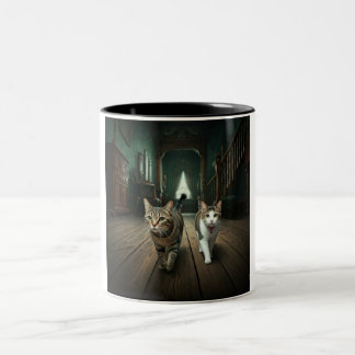 Spooky Kitty Duo: A Hauntingly Cute Ceramic Mug