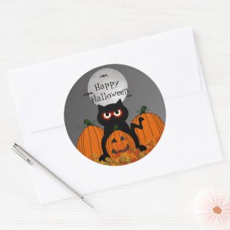 Spooky Kitty Halloween Stickers