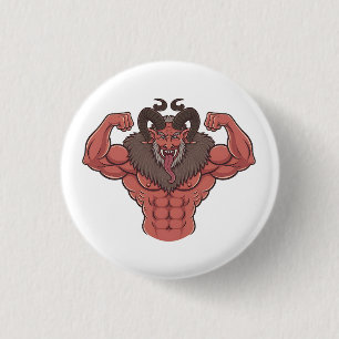 Spooky Krampus Christmas Flexing Muscle Fitness Button