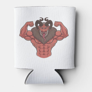 Spooky Krampus Christmas Flexing Muscle Fitness Can Cooler