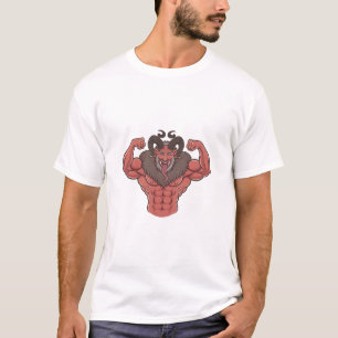 Spooky Krampus Christmas Flexing Muscle Fitness T-Shirt