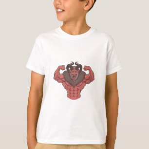 Spooky Krampus Christmas Flexing Muscle Fitness T-Shirt