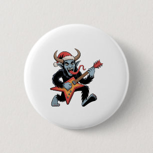 Spooky Krampus Guitar Electric Rock Christmas Button
