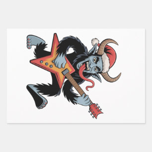Spooky Krampus Guitar Electric Rock Christmas Wrapping Paper Sheets