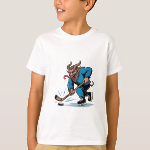 Spooky Krampus Playing Ice Hockey Christmas T-Shirt