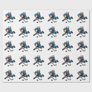 Spooky Krampus Playing Ice Hockey Sport  Wrapping Paper