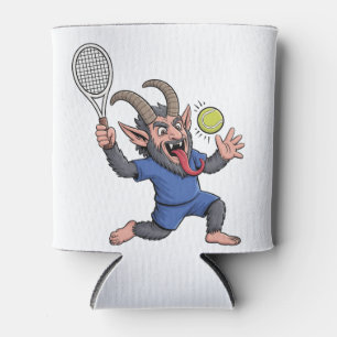 Spooky Krampus Playing Tennis Christmas Can Cooler