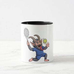 Spooky Krampus Playing Tennis Christmas Mug