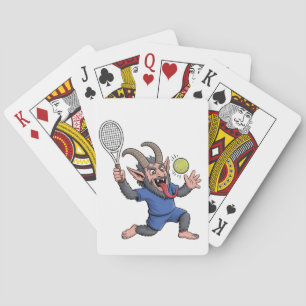Spooky Krampus Playing Tennis Christmas Poker Cards