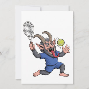Spooky Krampus Playing Tennis Christmas Save The Date