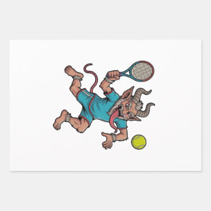 Spooky Krampus Playing Tennis Christmas Sport Wrapping Paper Sheets