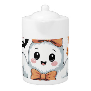 Spooky Lace Ghost Halloween Teapot