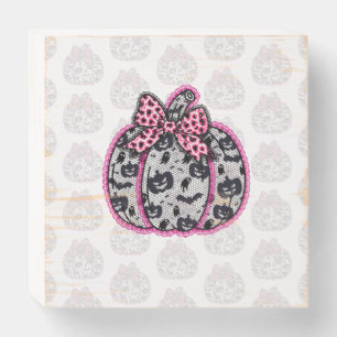 Spooky Lace Halloween Pumpkin Coquette Wooden Box Sign