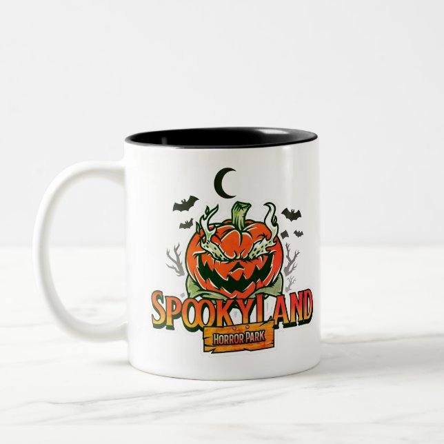 Spooky Land Horror Park Two-Tone Coffee Mug (Left)