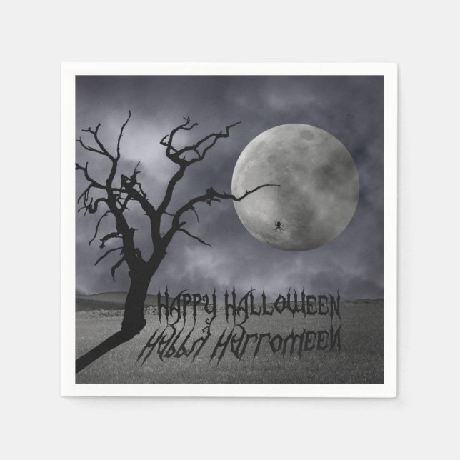 Spooky Landscape Halloween Paper Napkins (Front)