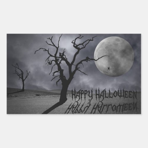 Spooky Landscape Halloween Rectangular Sticker