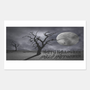 Spooky Landscape Halloween Rectangular Sticker
