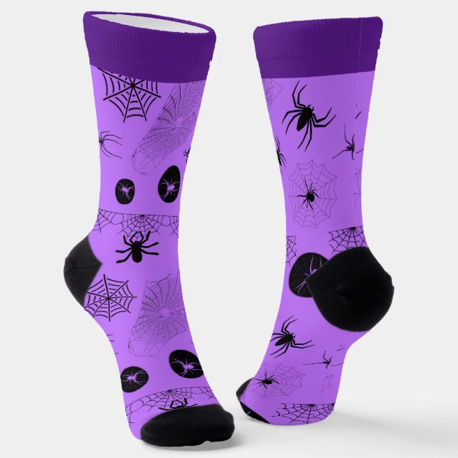 Spooky Lavender & Black Halloween Socks with Name (Angled)