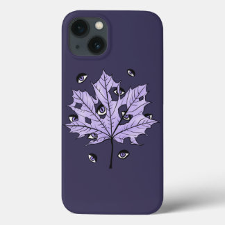 Spooky Leaf Eyes Purple Gothic Art iPhone 13 Case