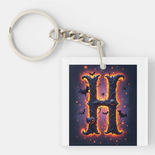 Spooky Letter H Men's Tee Shirt Keychain (Front)
