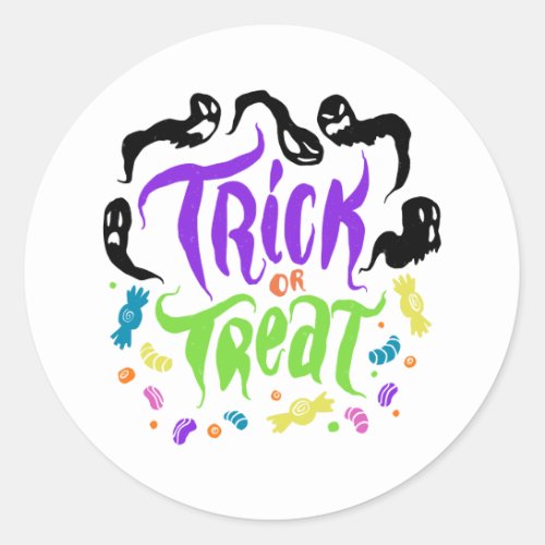 Spooky Lettering Stickers Trick or Treat Edition Classic Round Sticker