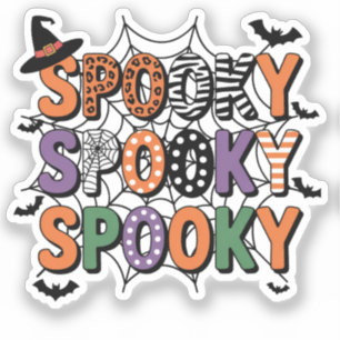  Spooky Lettering  Witch Hat and Bats Halloween  Sticker