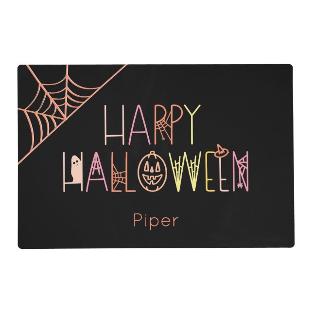 Spooky Letters Happy Halloween Personalized Placemat (Front)