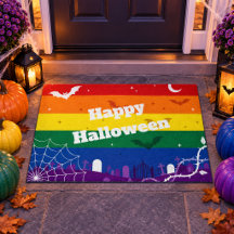 Spooky LGBTQ Rainbow Flag Halloween Graveyard