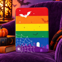 Spooky LGBTQ Rainbow Flag Halloween Graveyard