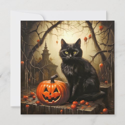 Spooky Little Black Cat Card
