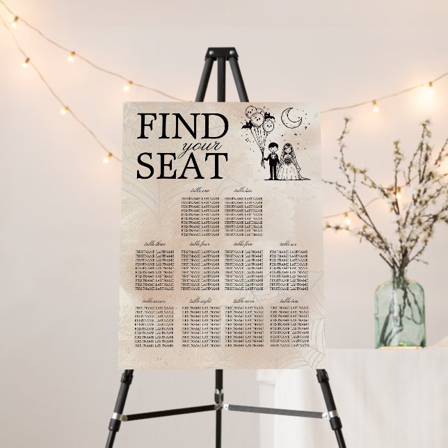 Spooky Little Couple  10 Table Seating Board (In Situ (Stand))