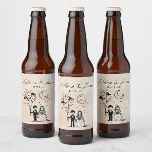 Spooky Little Couple Beer Bottle Label