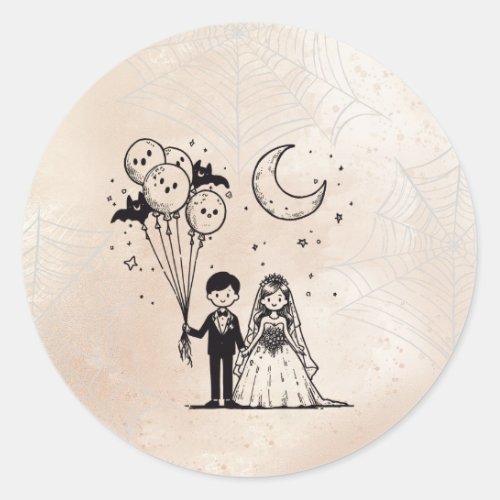 Spooky Little Couple Classic Round Sticker