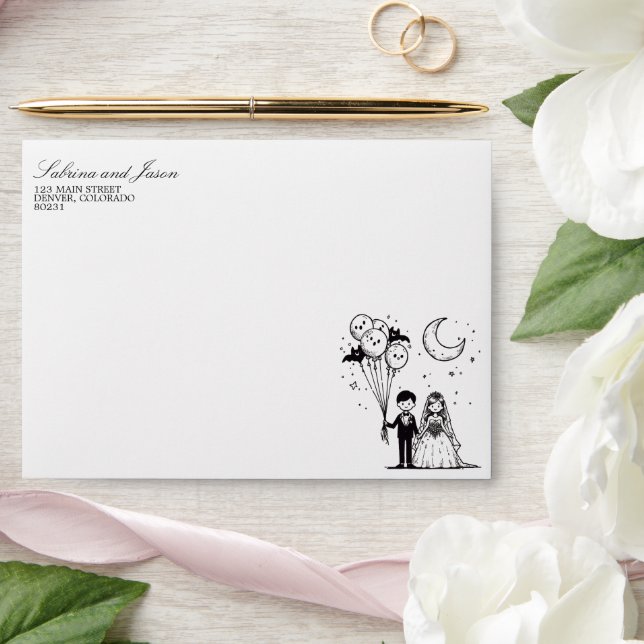 Spooky Little Couple Envelope (Wedding)