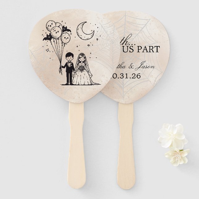 Spooky Little Couple Hand Fan (Front and Back)