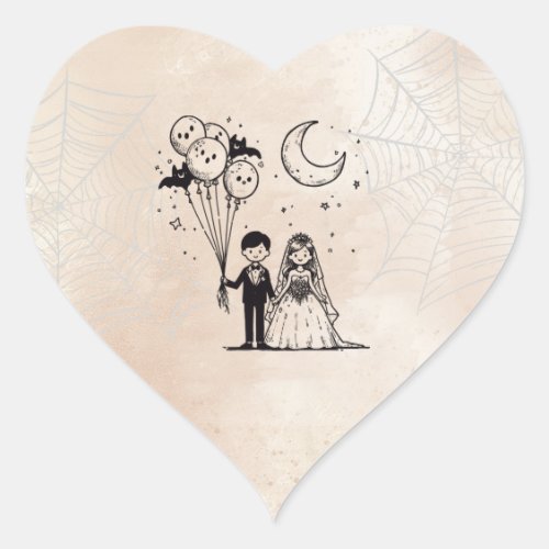 Spooky Little Couple Heart Sticker